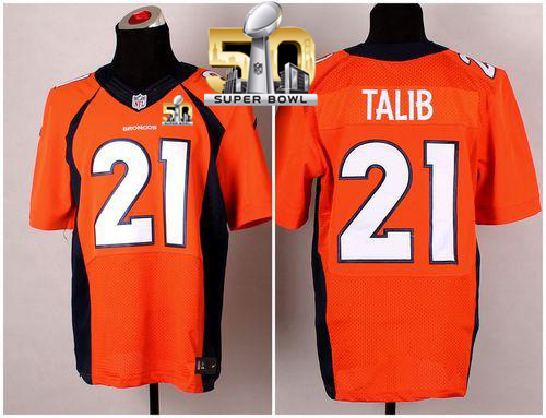Nike Broncos #21 Aqib Talib Orange Team Color Super Bowl 50 Men's Stitched NFL New Elite Jersey - Click Image to Close